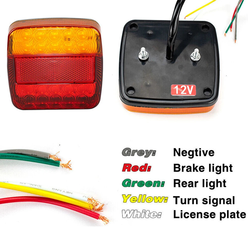2Pcs 12V Taillight Turn Signal Indicator Rear Reverse Brake Stop Lamp Trailer Tail Lights Super Bright for Trailer Truck RV Boat