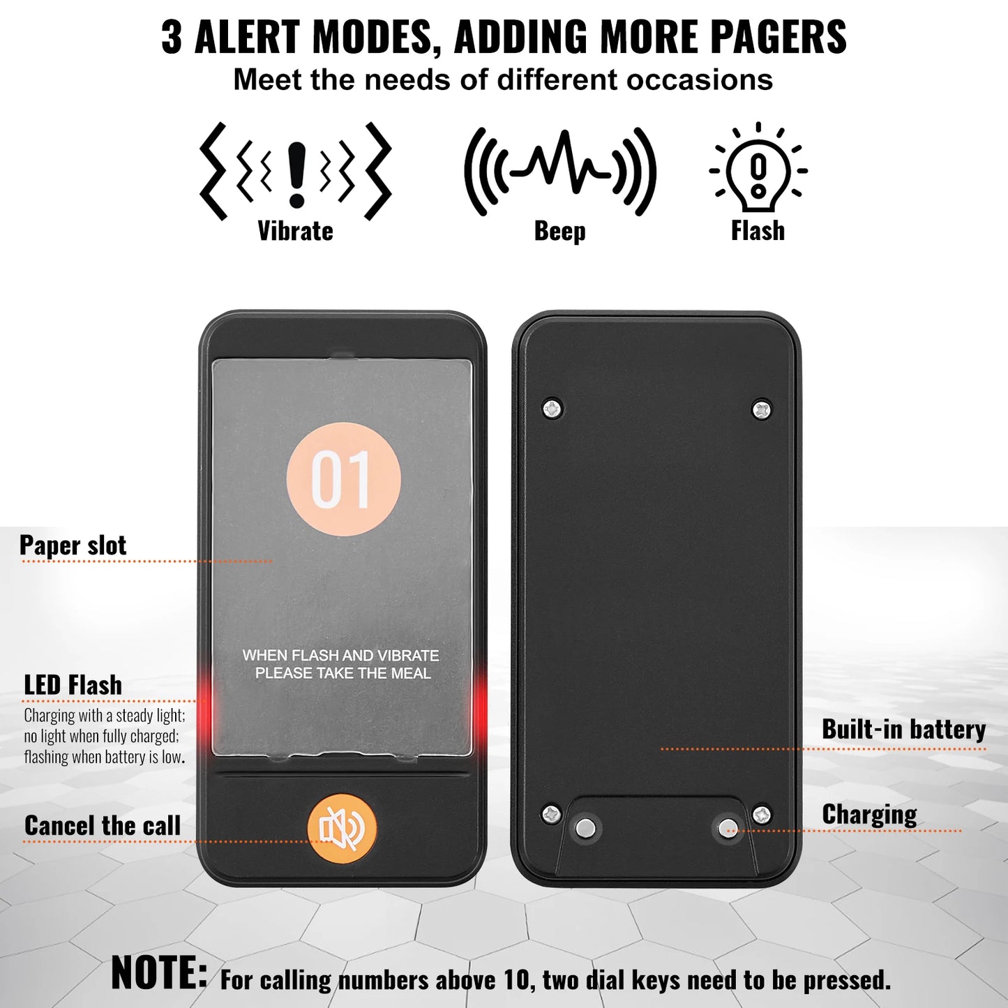 VEVOR 20 Buzzers Restaurant Pager System Wireless Range Waiting Pager Signal Customer Calling Beeper with Vibration Flashing