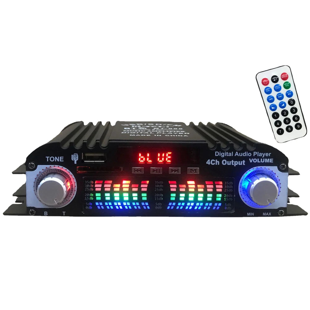 1600W Peak Power Karaoke Player Remote Control Bluetooth-Compatible Home Car Power Amplifier FM USB Mini HIFI Digital Stereo Amp