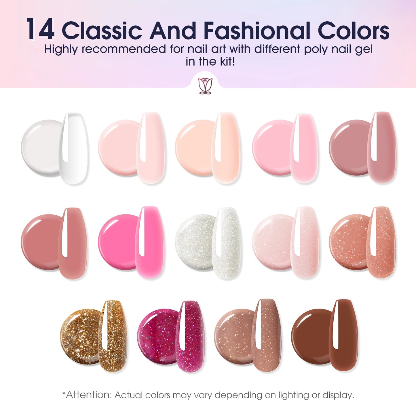ROSALIND Poly Nail Gel Kit with Mini UV Nail Lamp Crystal Gel for Nail Strengthener Design