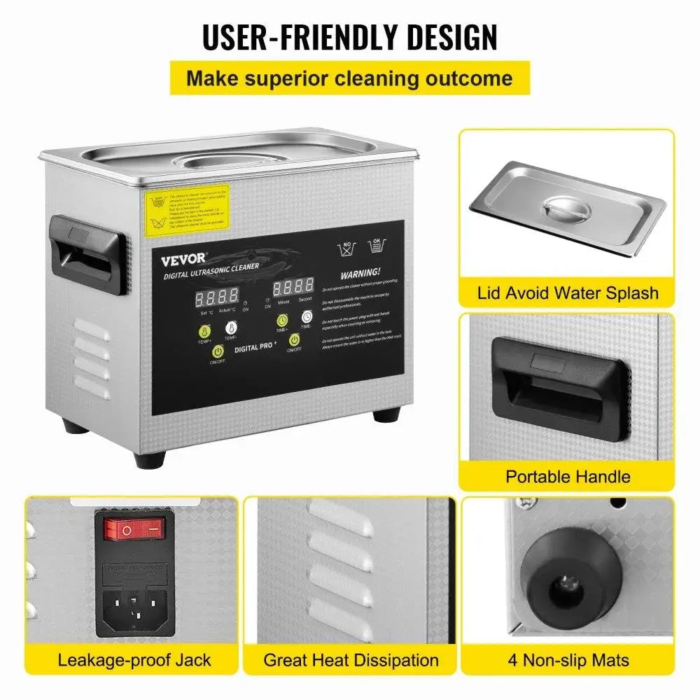 Professional Digital Lab Ultrasonic Cleaner with 200W Heater and 120W Ultrasonic for jewelry Glasses Parts Cleaning