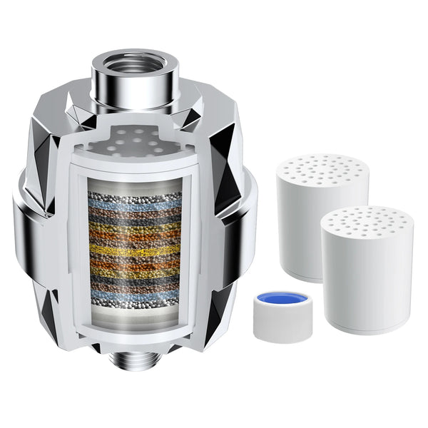 20 Stage Showerhead Filter, Shower Water Filter with 2 Replaceable Filter Cartridges,Shower Filter for Hard Water
