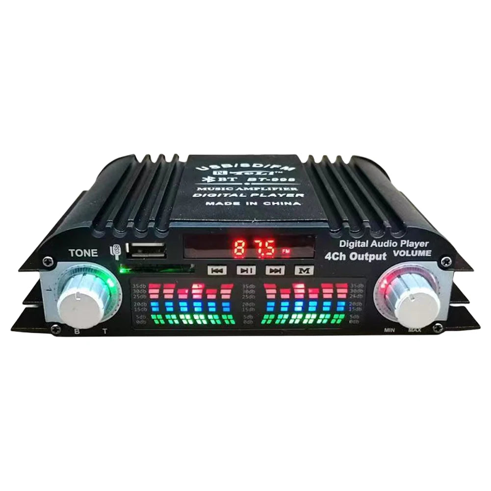 1600W Peak Power Karaoke Player Remote Control Bluetooth-Compatible Home Car Power Amplifier FM USB Mini HIFI Digital Stereo Amp