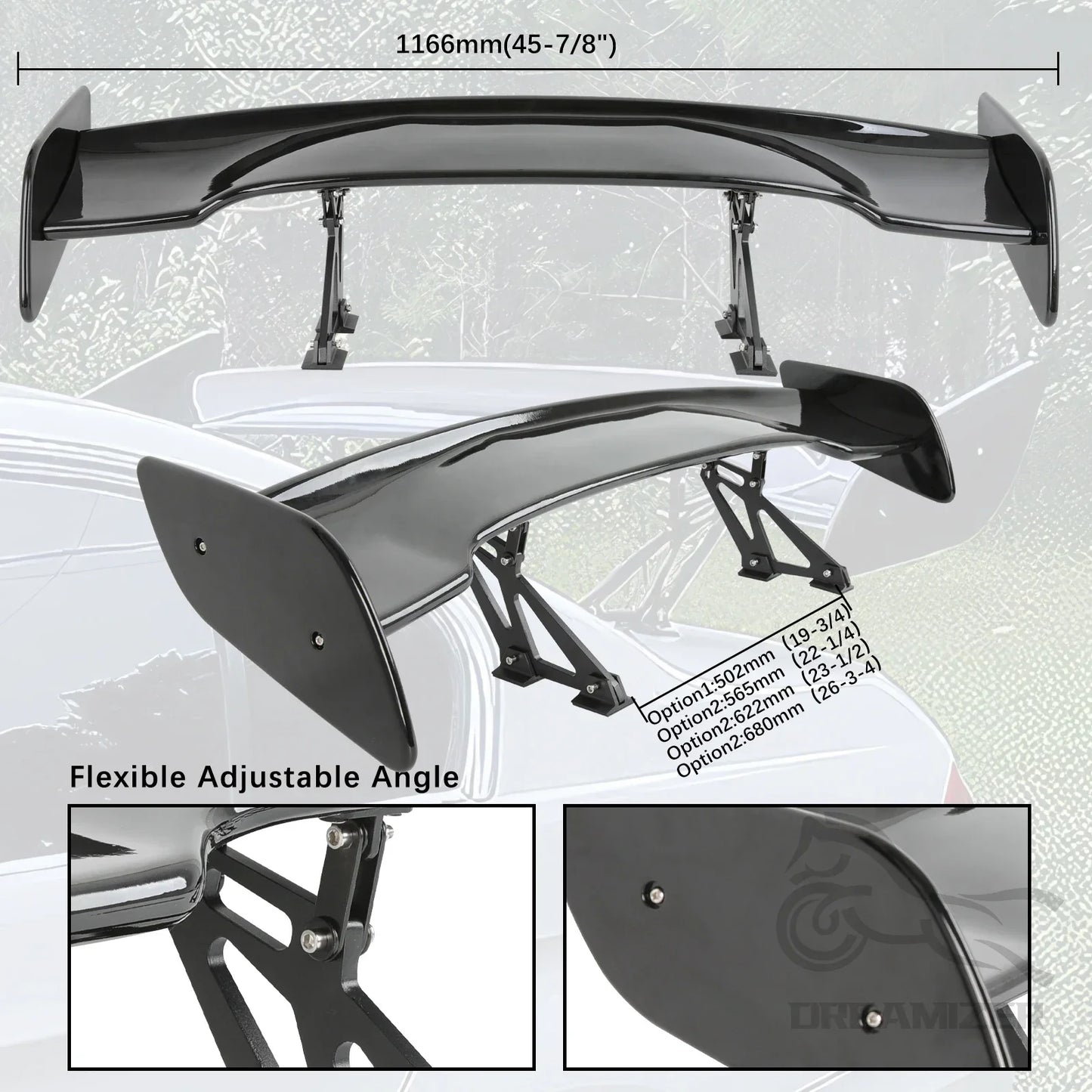 Universal 116CM ABS Wing Car Tuning Accessories Tail Exterior Trim GT Style Spoiler Black Matte Black Look For 99% Sedan Common