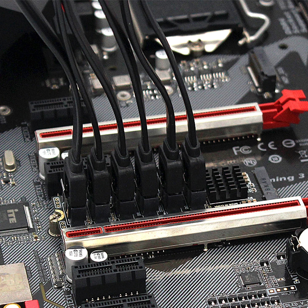 M2 M-EKY PCIE3.0 To SATA6G Docking Expansion Card 6 Port Expansion Card 16000 MB/s Transmission Speed for Hard Disk Support SATA