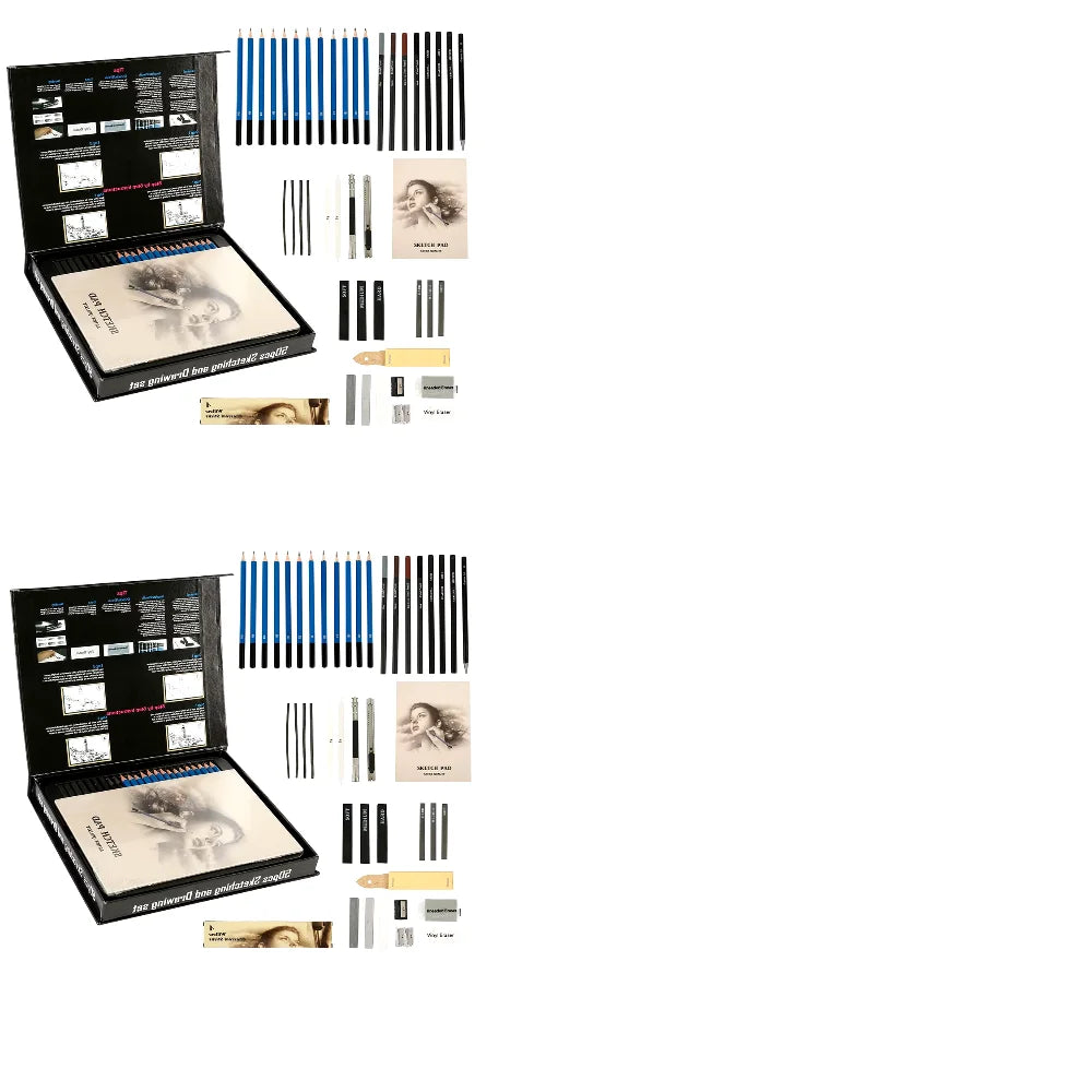 Drawing Set Sketch Kit, Sketching Supplies with 3-Color Sketchbook, Graphite, and Charcoal Pencils
