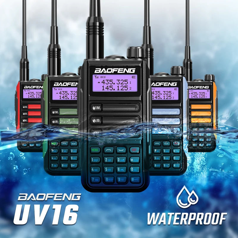 Baofeng UV-16 IP68 Waterproof Walkie Talkie Dual Band High Power Radio Dual Band Vhf Uhf CB Ham Radio Long Range Two Way Radio