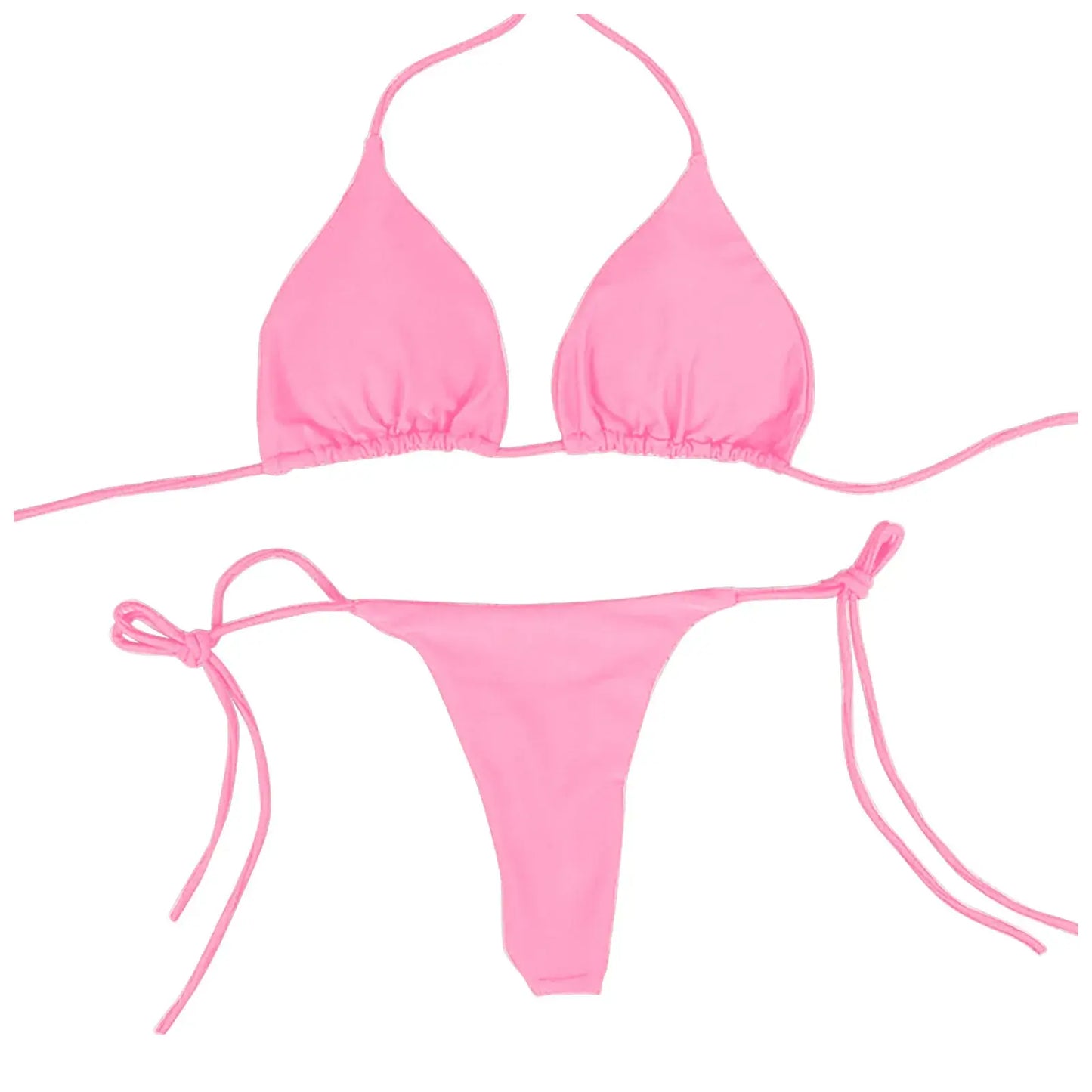 Sexy Women Bikini Lingerie Set Side Tie Swimsuit T--back Low Rise Thong Bandage Style Brazilian Swimwear Soft Solid Underwear