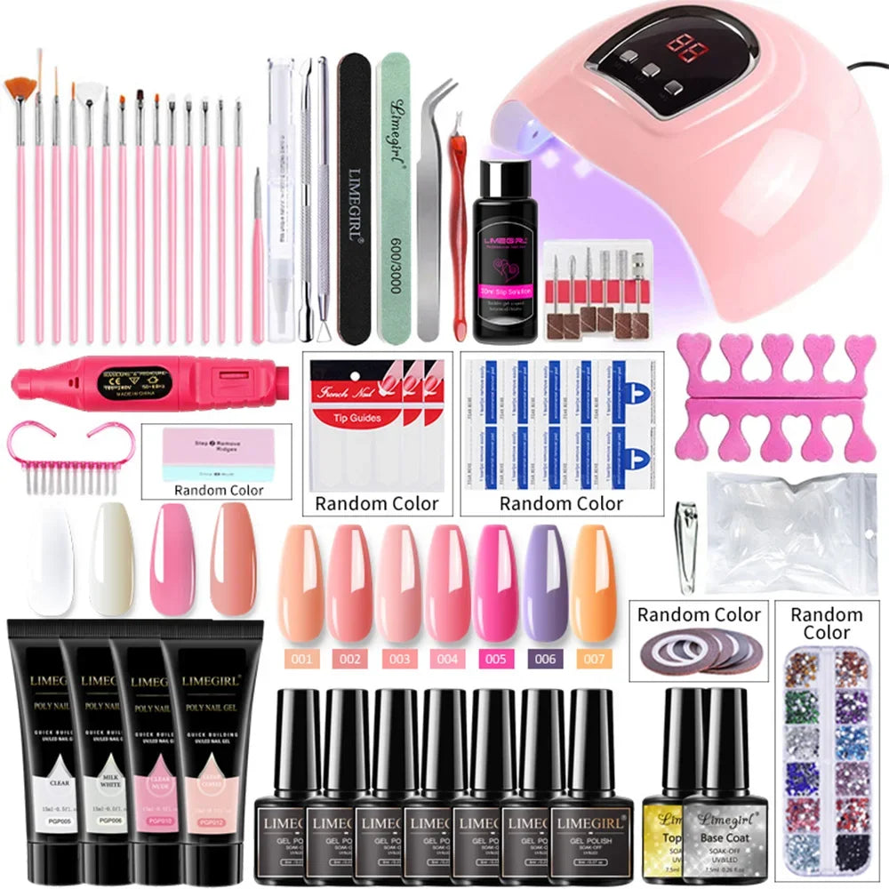LIMEGIRL Nail Gel Polish Kit Set With UV LED Lamp Dryer Nail Drill Machine Color Nails Gel Kit Soak Off Manicure Tools Set