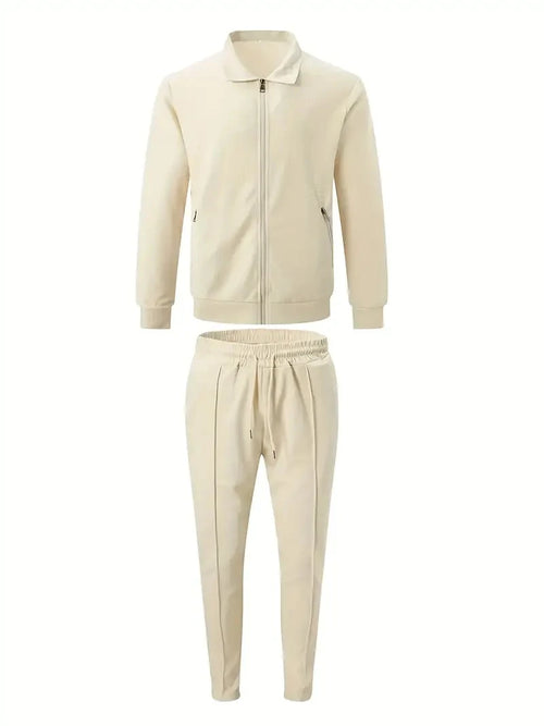 2 Pieces Classic Men's Sportswear Set - Soft, Breathable, Full Zip Tracksuit