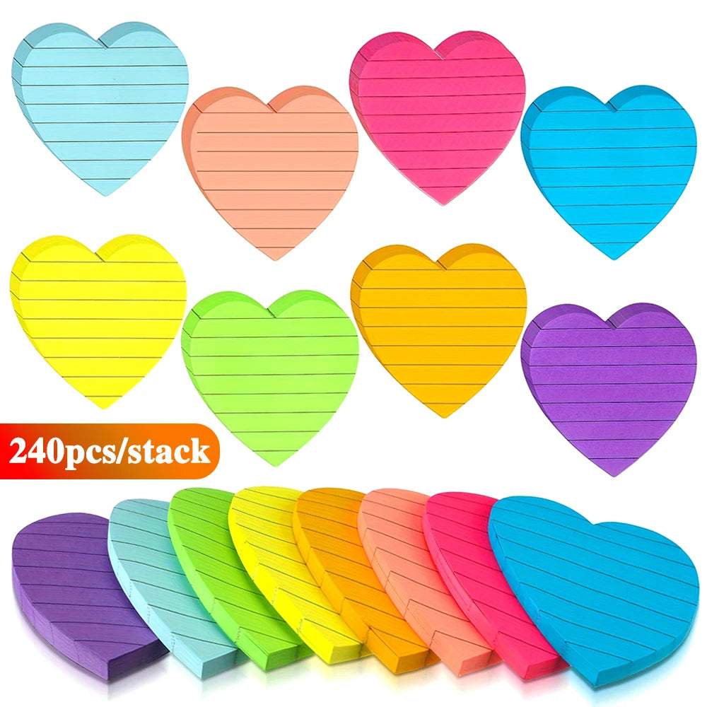 240pcs 8 Colors Sticky Notes 76x76mm Paper Memo Stickers Self-Sticky Message Note Pads Creative Stationery Student Rewards