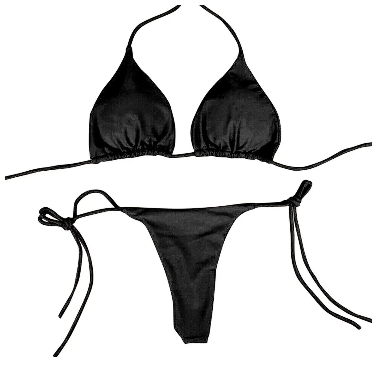 Sexy Women Bikini Lingerie Set Side Tie Swimsuit T--back Low Rise Thong Bandage Style Brazilian Swimwear Soft Solid Underwear