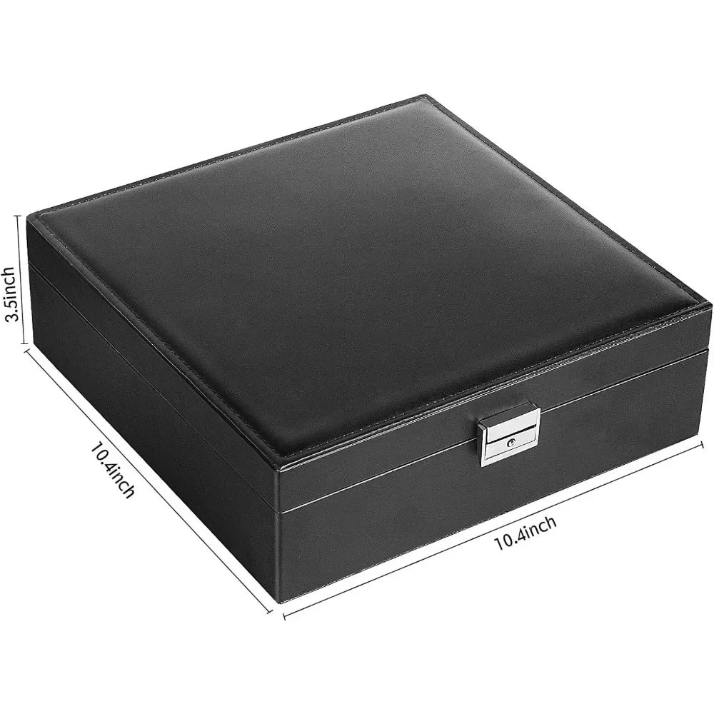 Jewelry Box, Jewelry Boxes for Women & Men with PU Leather, 2 Layer Large Jewelry Organizer Storage Case with Lock, for Necklace