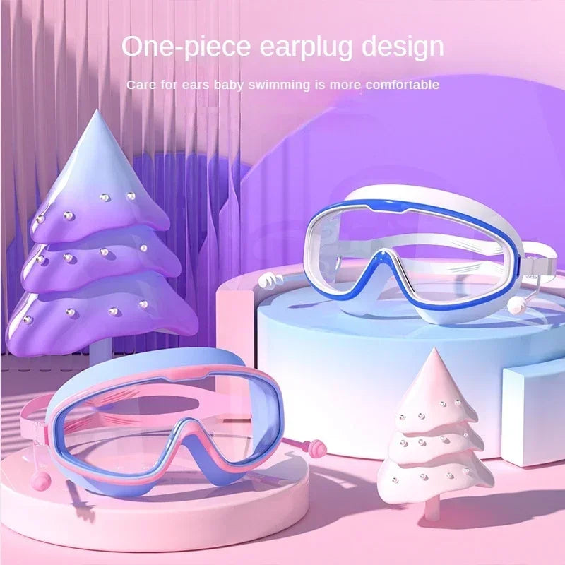 Kids swim goggles big glass len for child boy girl big goggle berenang budak kanta mata besar kanak swim glass