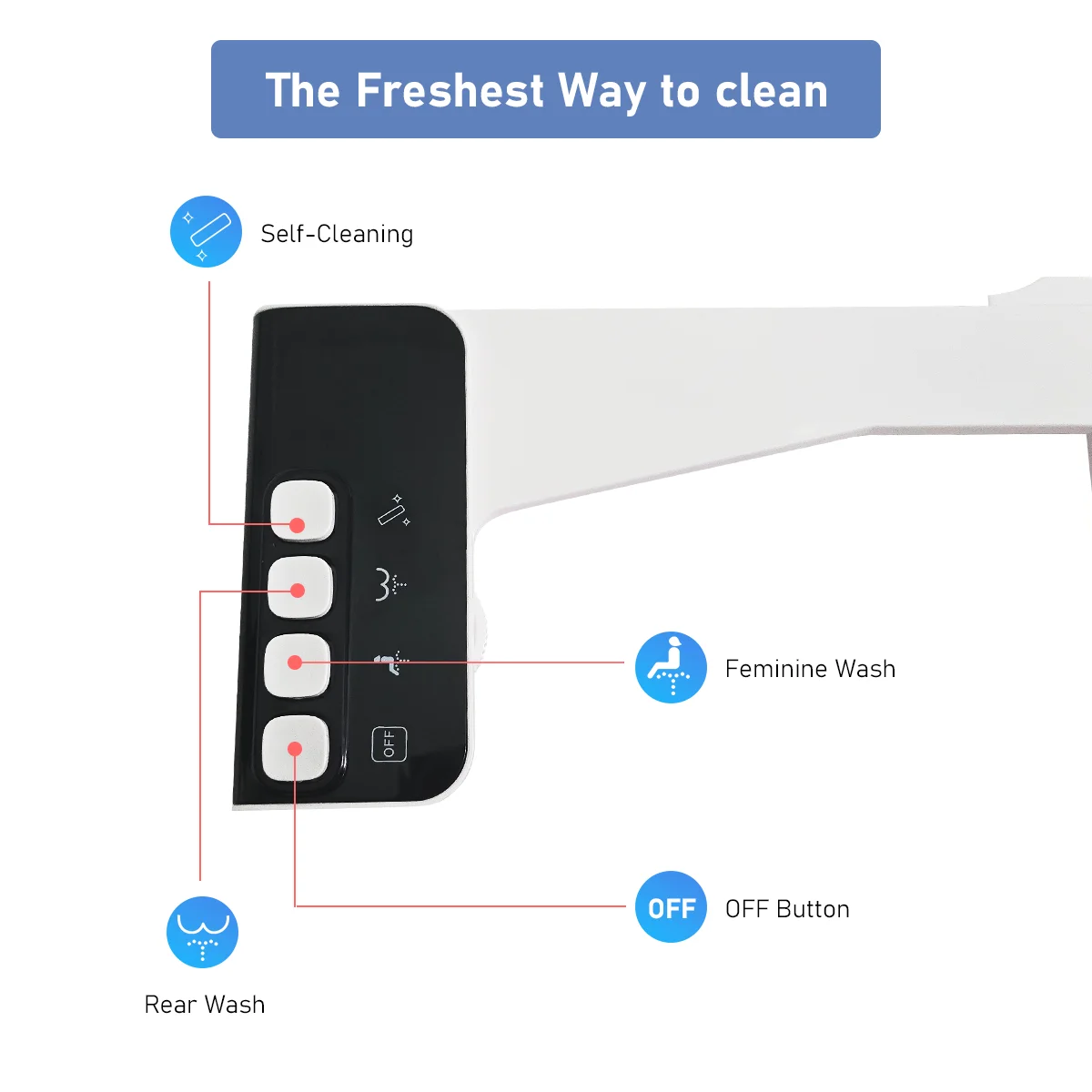 ITAX Bidet Toilet Ultra Slim Toilet Seat Attachment Non-Electric Self-Cleaning Hygienic Nozzle Adjustable Water Pressure Control