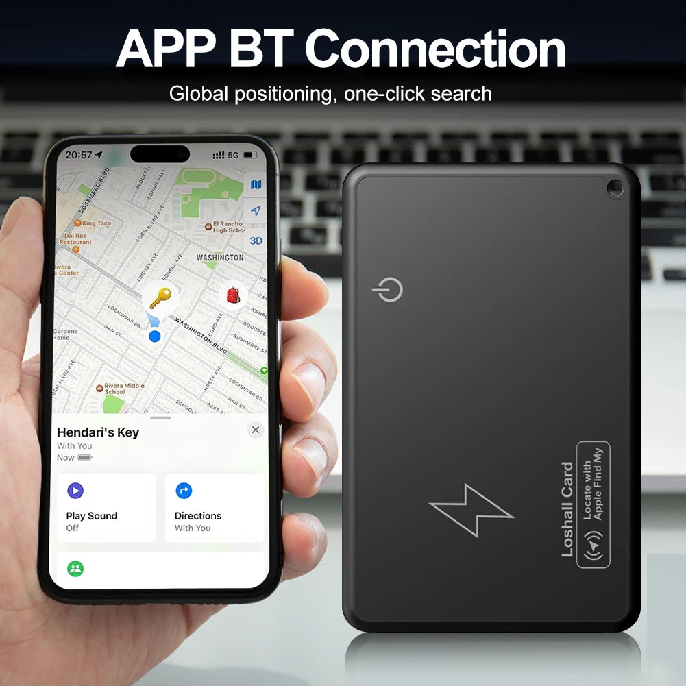 Wireless Charging Wallet Tracker Card Bluetooth-Compatible Work with Apple Find My App GPS Locator Waterproof Smart Card Tracker