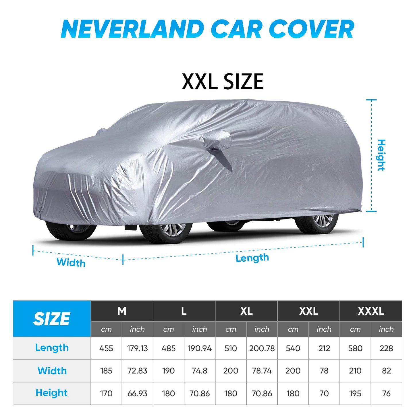 Universal Car Cover - Waterproof SUV/Sedan Protection, UV Resistant, All Weather
