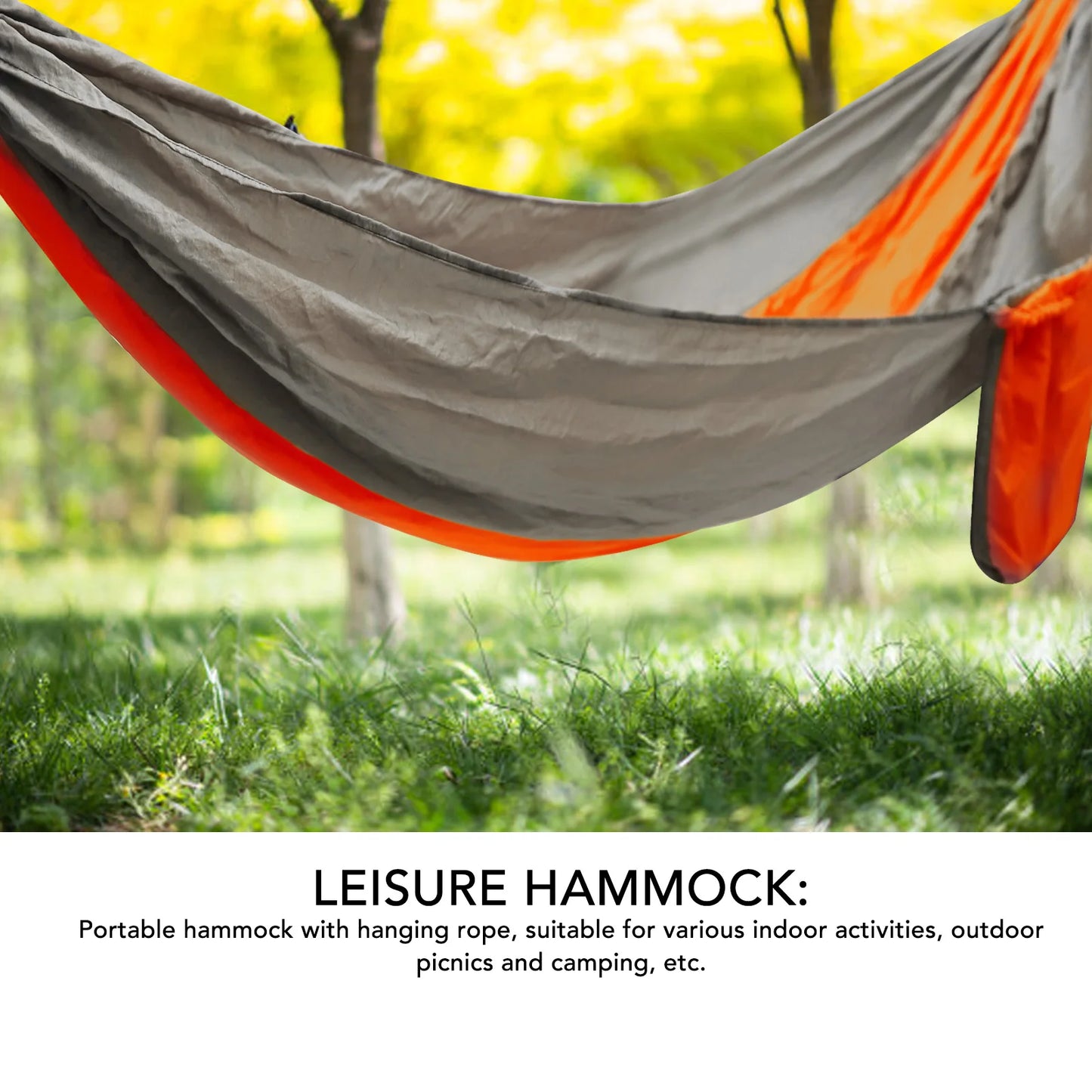 Camping Hammock Hammock Chair Portable Hammock with Tie Rope Widened Hanging Swing for Indoor Outdoor Camping Silver Gray