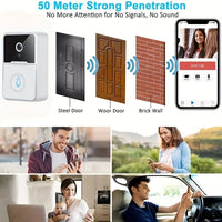 Video Doorbell, Doorbell Camera Wireless Use Two-Way Talk, Wi-Fi, HD, Night Vision, App Remote Control, Easy Installation