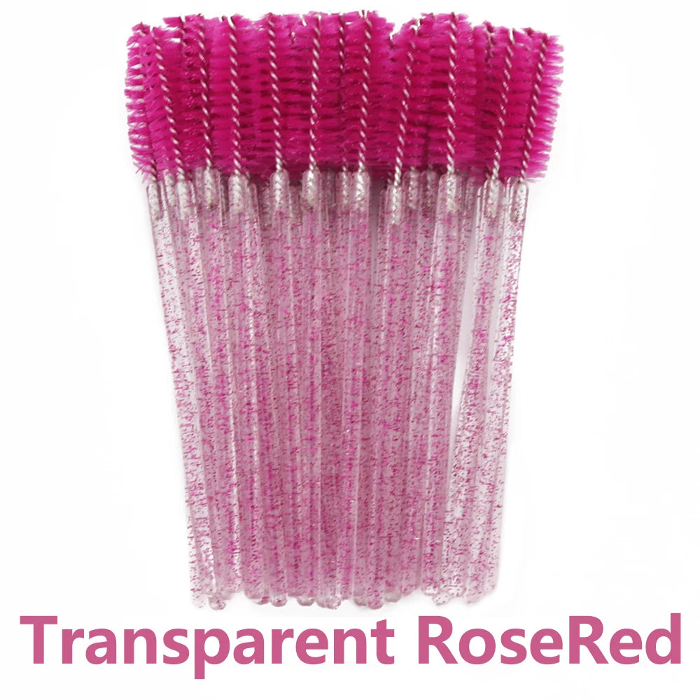 ANNAFRIS 50Pcs Disposable Eyelash Brush Soft Head Crystal Eyebrow Brush Lash Extension Brush Mascara Wand Makeup Tool