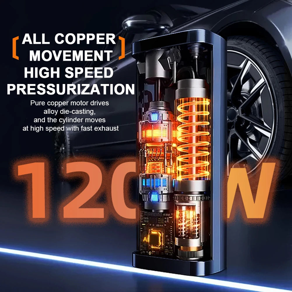 Wireless Electric Car Air Compressor Rechargeable Tire Inflator Pump LCD Display Portable Air Pump for Car Motorcycle Bike Ball