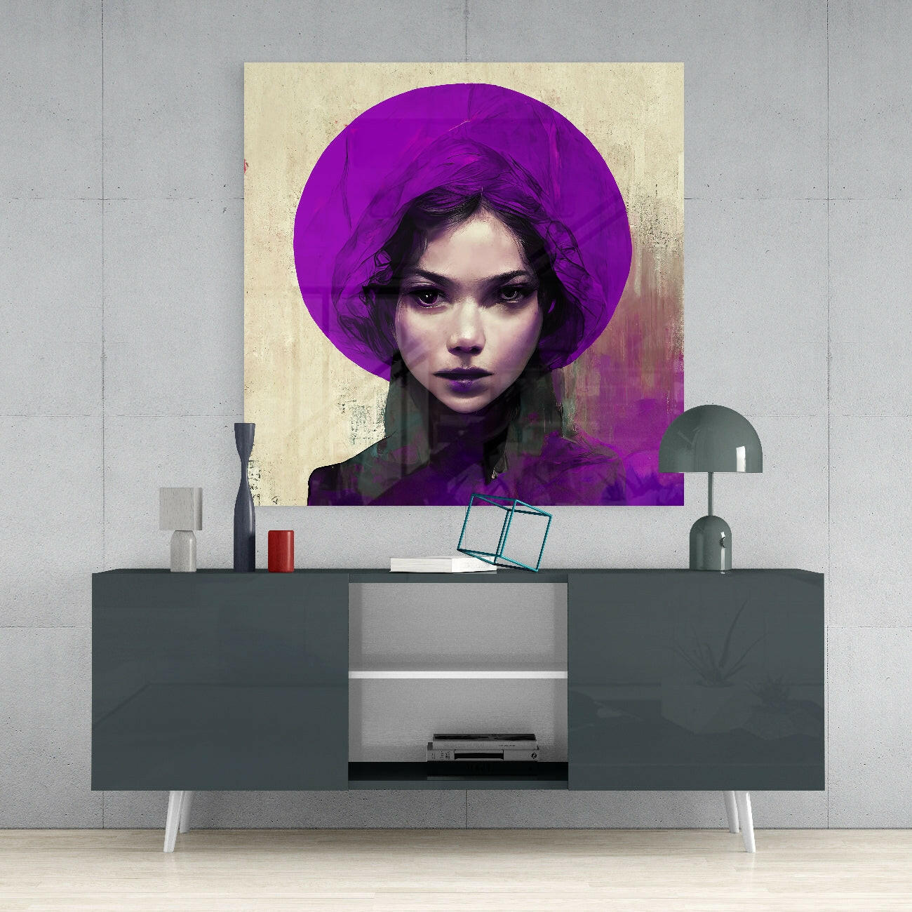 Insigneart USA Insigneart USA Purple Hat Glass Wall Art || Designer Collection