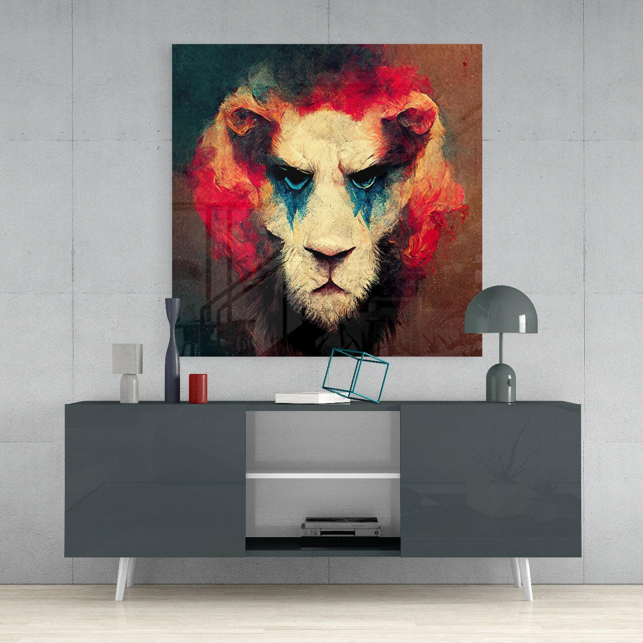 Insigneart USA Insigneart USA Lion Clown Glass Wall Art || Designer Collection