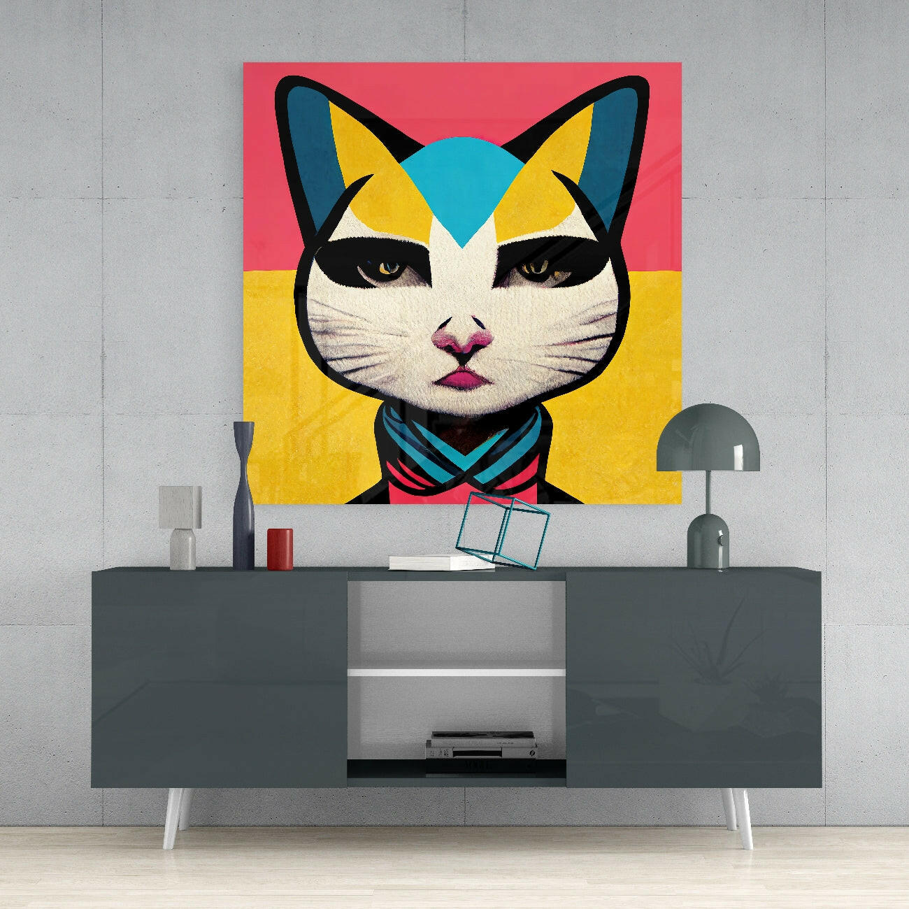 Insigneart USA Insigneart USA Ms. Cat Glass Wall Art || Designer Collection