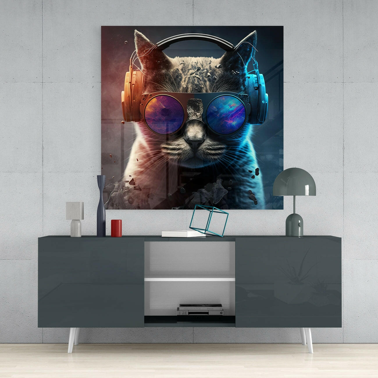 Insigneart USA Insigneart USA Punky Cat Glass Wall Art || Designer Collection