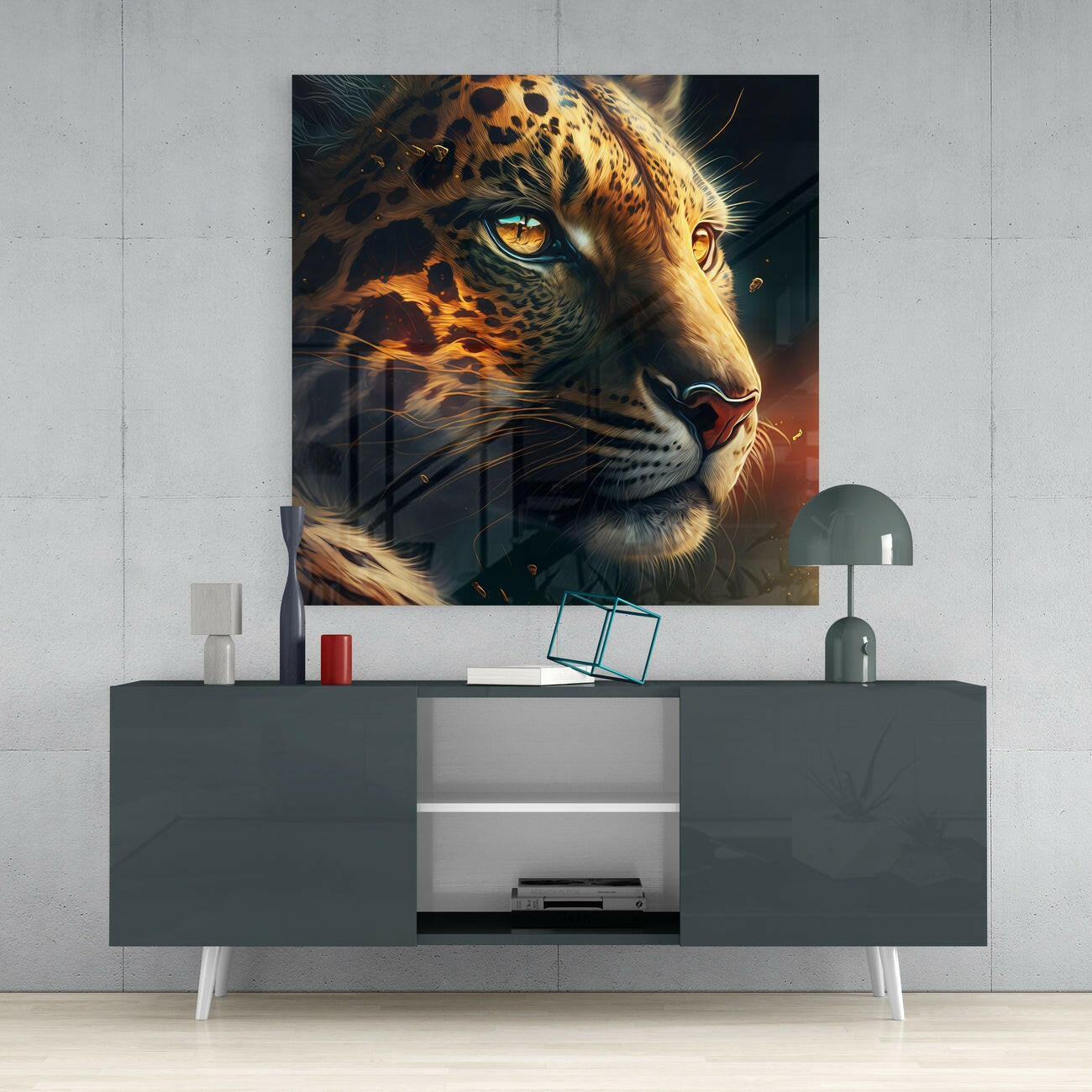 Leopard Glass Wall Art || Designer Collection Insigneart USA
