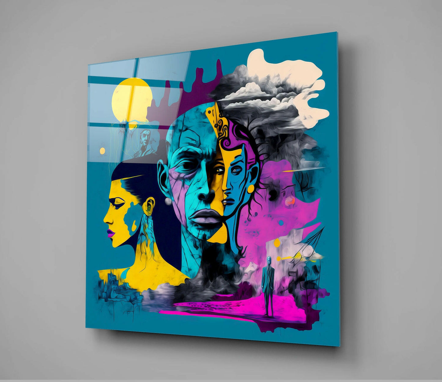 Picasso's Mind Glass Wall Art || Designer Collection Insigneart USA