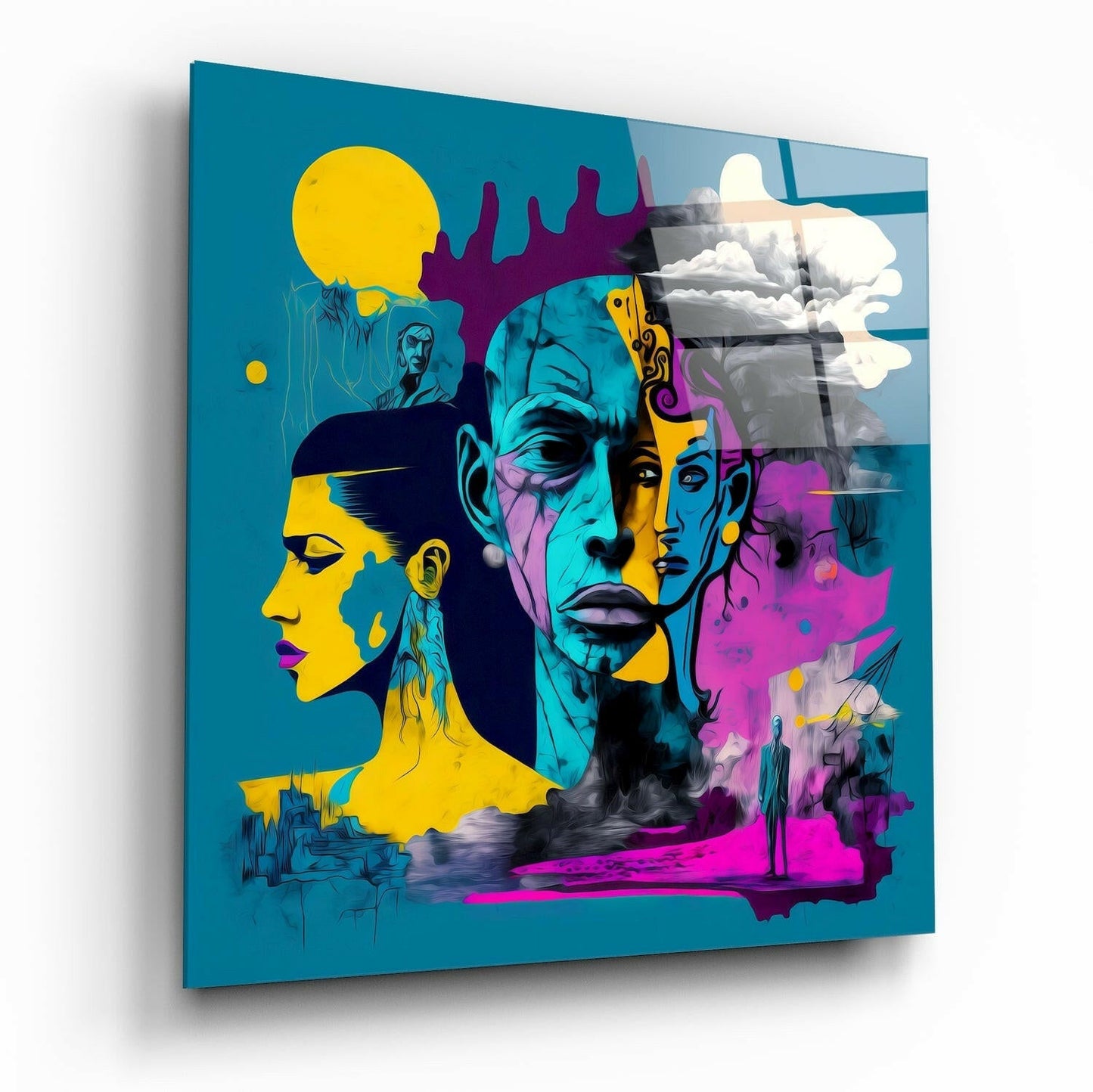 Picasso's Mind Glass Wall Art || Designer Collection Insigneart USA
