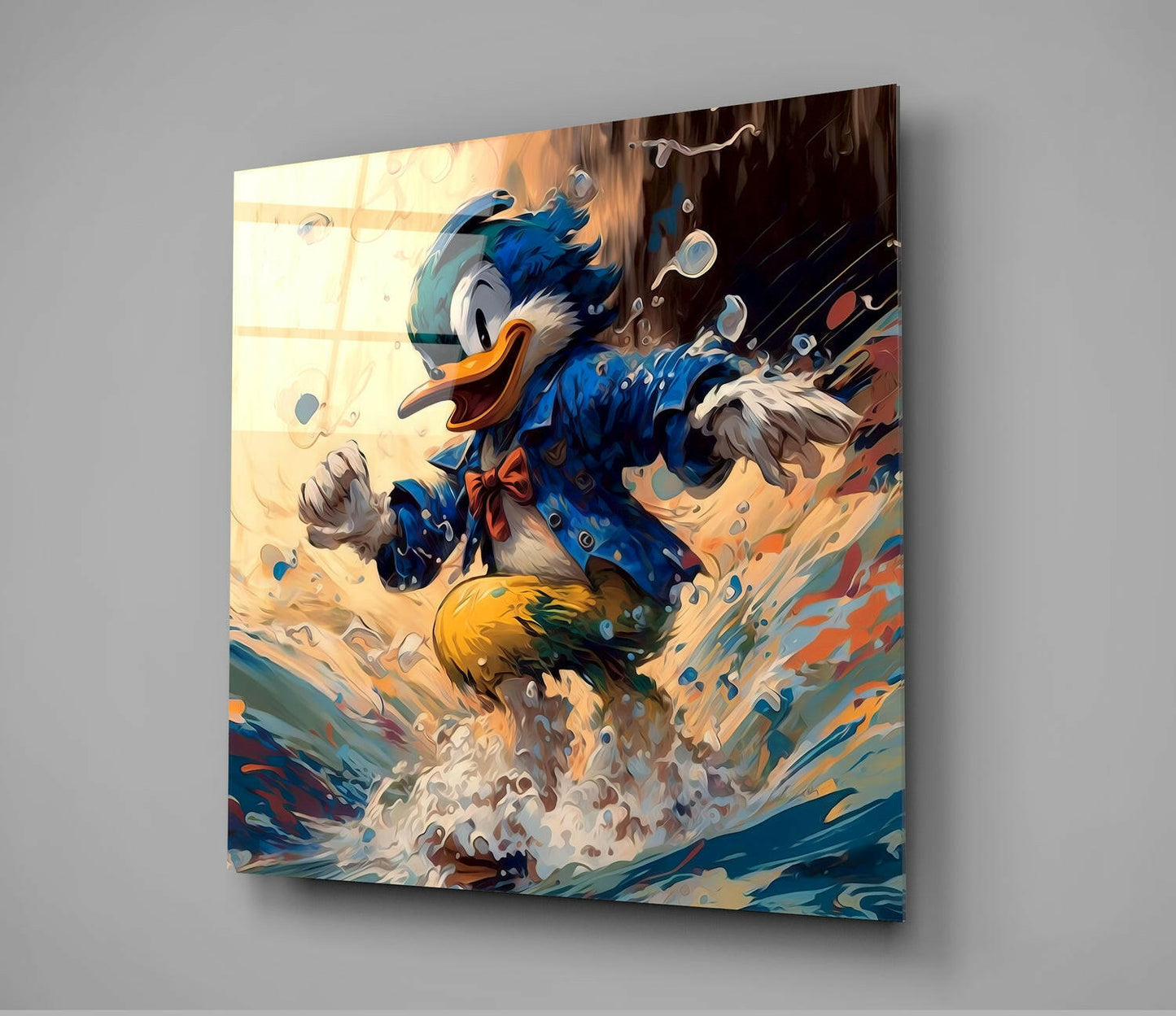 Insigneart USA Surfing Duck Glass Wall Art || Designer Collection
