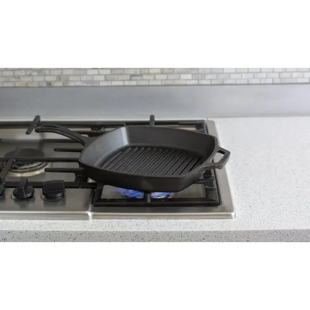10.25" Pre-Seasoned Cast Iron Grill Pan with Dual Handles Raised Grill Ribs Nonstick Surface Oven Stove Grill Safe Made in