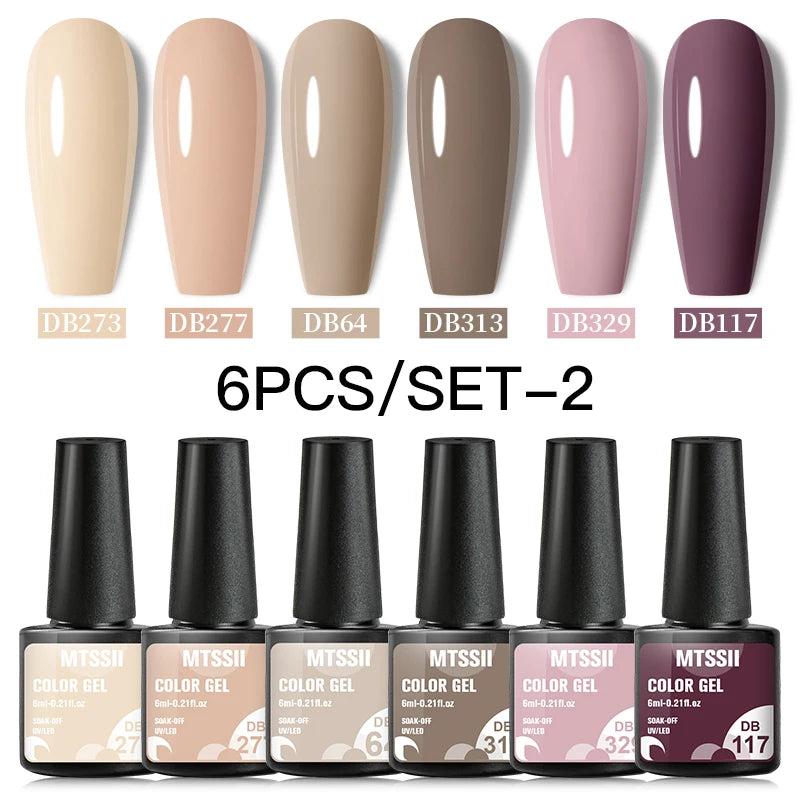 6/8Pcs Spring Pink Color Gel Nail Polish Set Semi Permanent Varnishes Nail Art Design Hybrid Soak Off UV LED Gel Manicure Kit