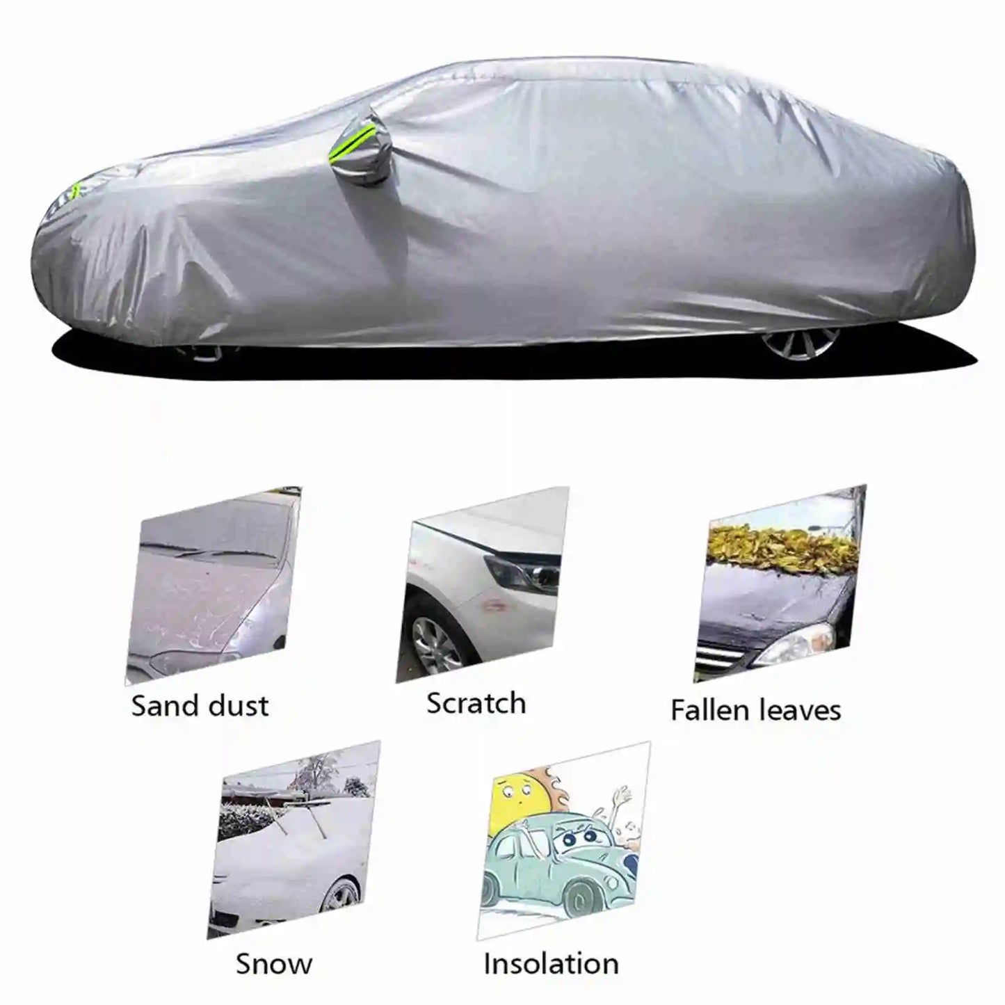 Car Cover Full Sedan Covers with Reflective Strip Sunscreen Protection Dustproof&Waterproof UV Scratch-Resistant Universal XL