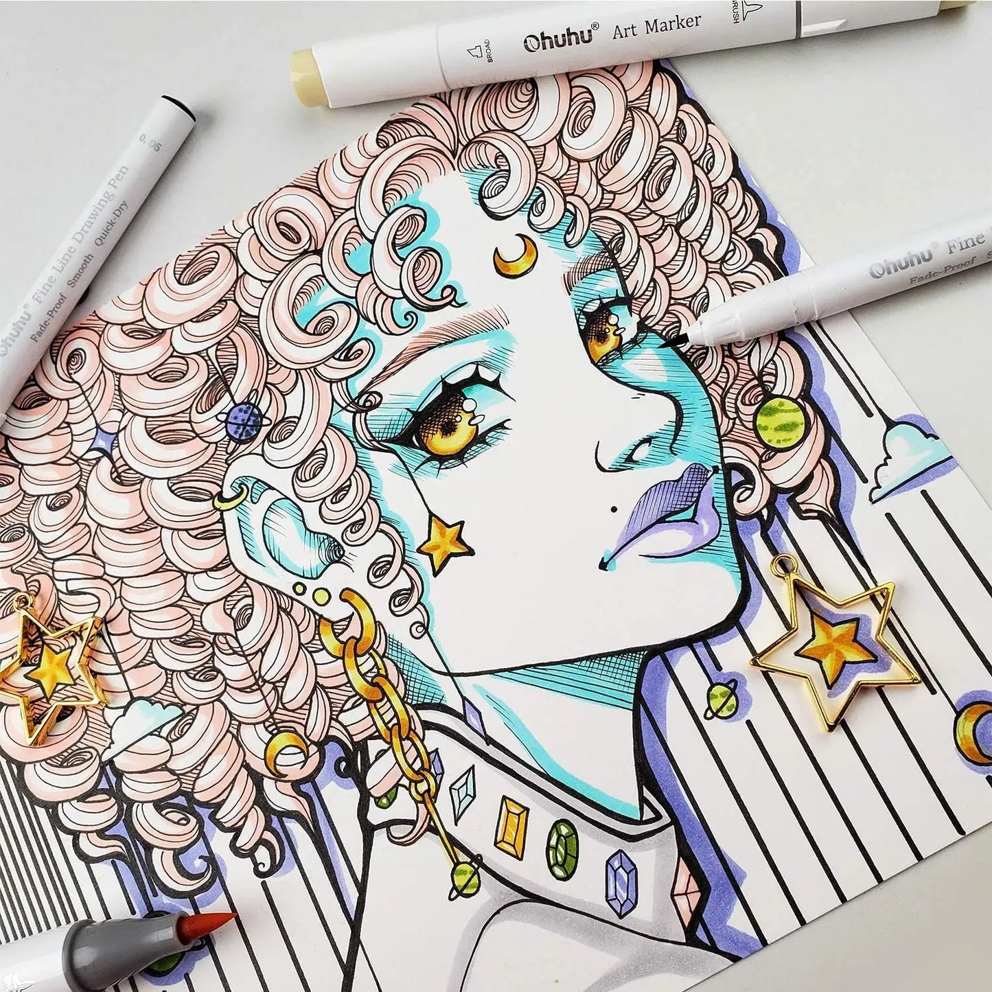 Ohuhu Micro Pen Fineliner Drawing Pens 8 Pack Line Pens Art Colored Pens Fine Point Markers Waterproof Writing Sketching Manga