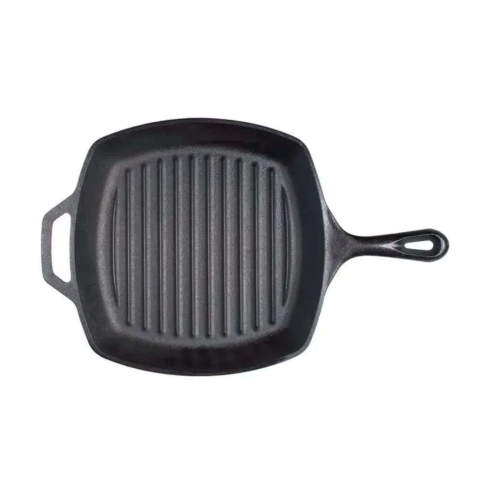 10.25" Pre-Seasoned Cast Iron Grill Pan with Dual Handles Raised Grill Ribs Nonstick Surface Oven Stove Grill Safe Made in