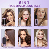 Hair Dryer Brush 5 in 1 Detachable Blow Dryer Brush Negative Ionic Hot Air Brush Hair Styling Tool Set Round Hot Air Straighten