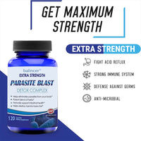 Ntibacterial PARASITE BLAST, Removes All Body Parasites, Natural Gut Health, Cleans Colon Detox + Cleanse, Liver Immunity