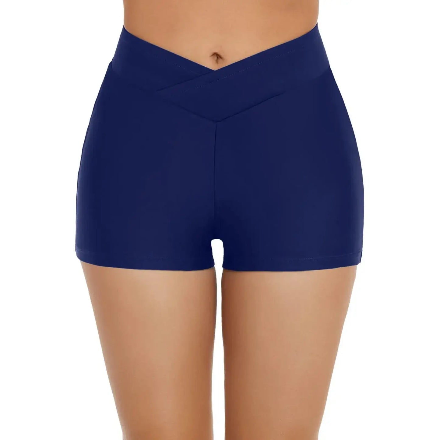 Women's High Waisted Swim Shorts Solid Color Black Blue Skinny Swim Bottoms Bathing Suit Shorts Swimwear Bottom Women Swimsuits