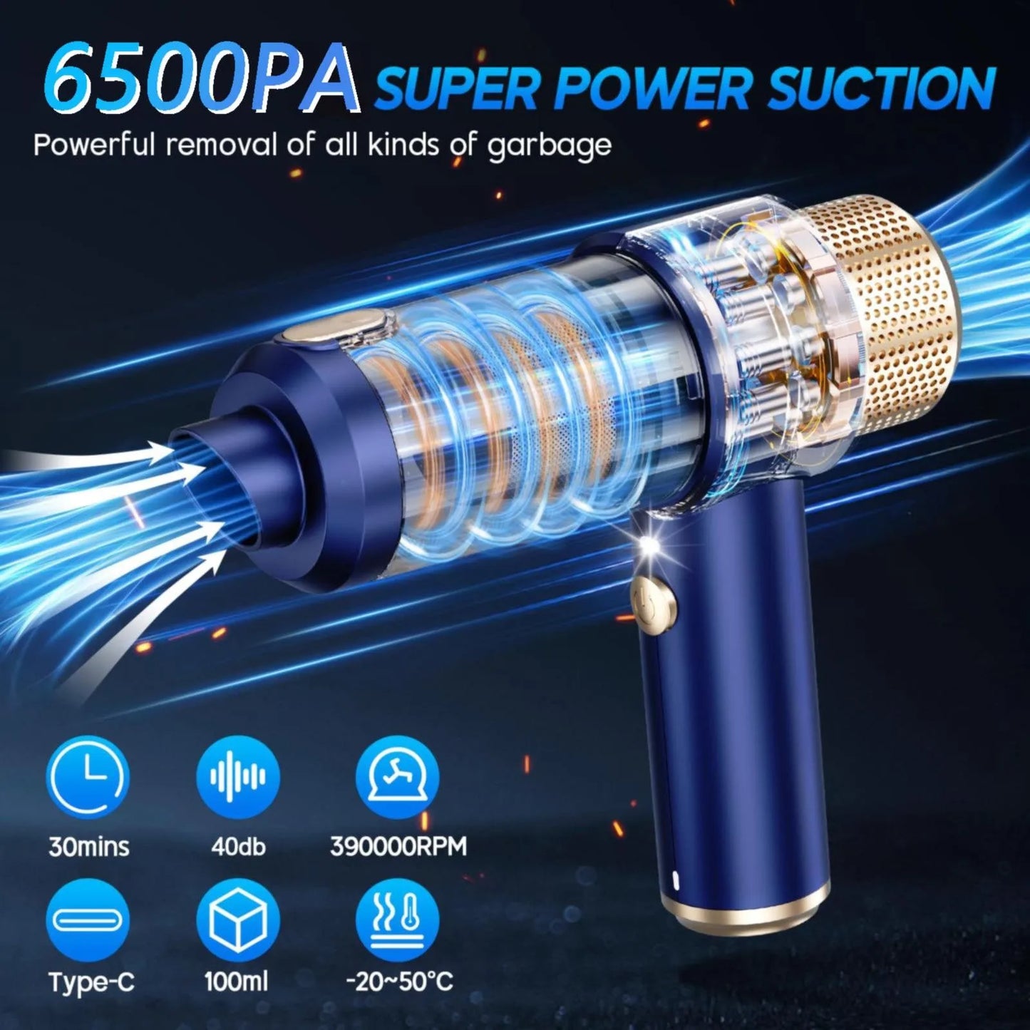 Car Vacuum Cleaner Air Blower Cordless Powerful Wireless Car Cleaner Portable Vacuum Cleaner Cleaning Machine For Car Home 2 In1