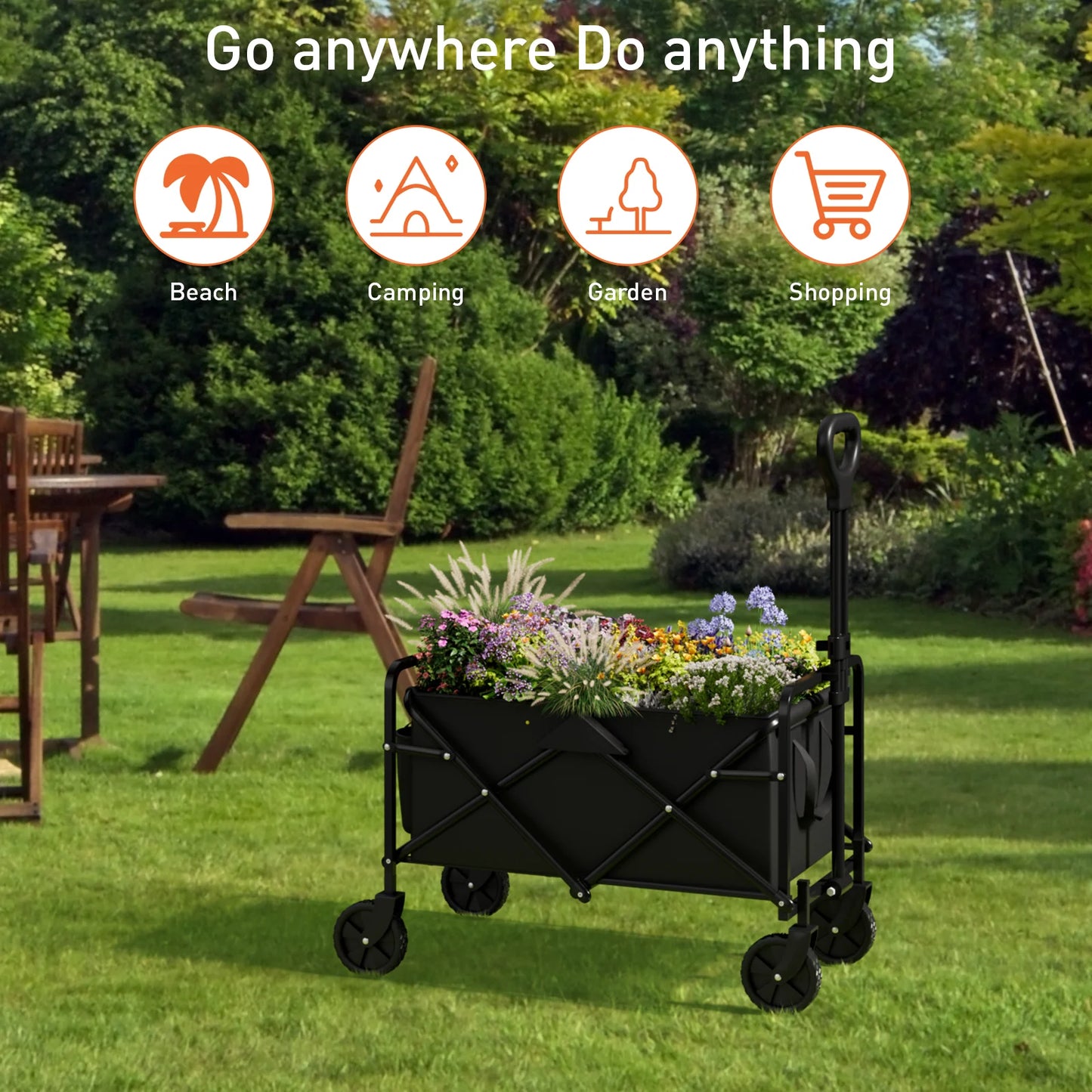 Portable Household Folding Handcart, Adjustable Height and Angle, easy to fold, strong load-bearing capacity for beaches,camping