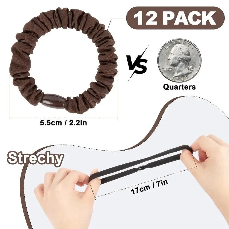 12PCS Elastic Hair Ties - No Crease Scrunchies for All Hair Types, Curly Ties Scrunchies for Women, Girls