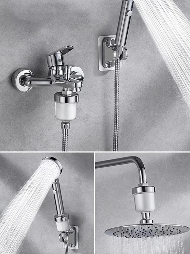 Household Water Filter Filtered Shower Head Transparent 5 Micron PP Cotton Filter 3.5x2.4in for Improving Skin Hair Nails Health