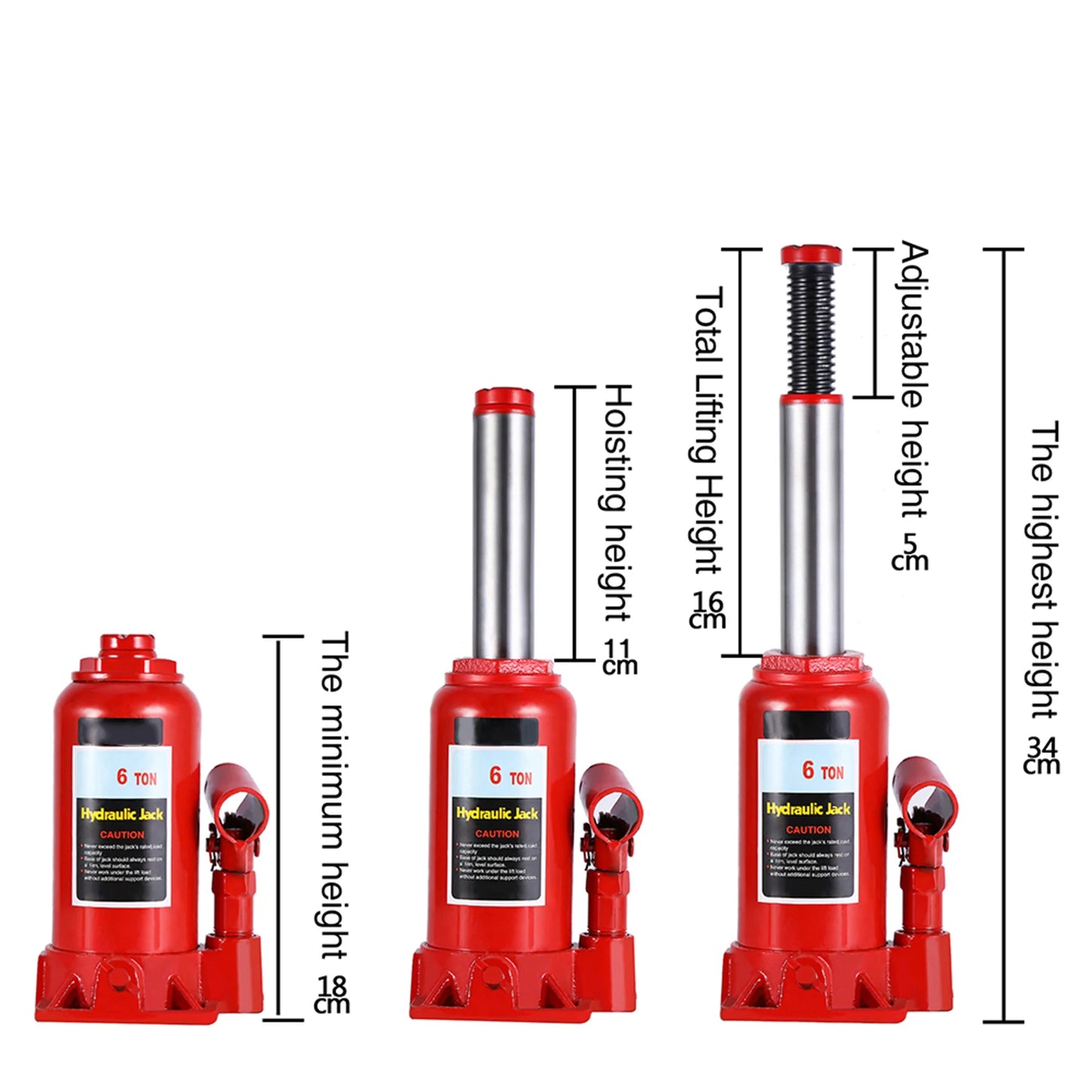 6T Heavy Duty Hydraulic Bottle Jack Lifting Car Van Caravan Vehicle Automotive Lift for Car Pickup Truck RV Repair Tools
