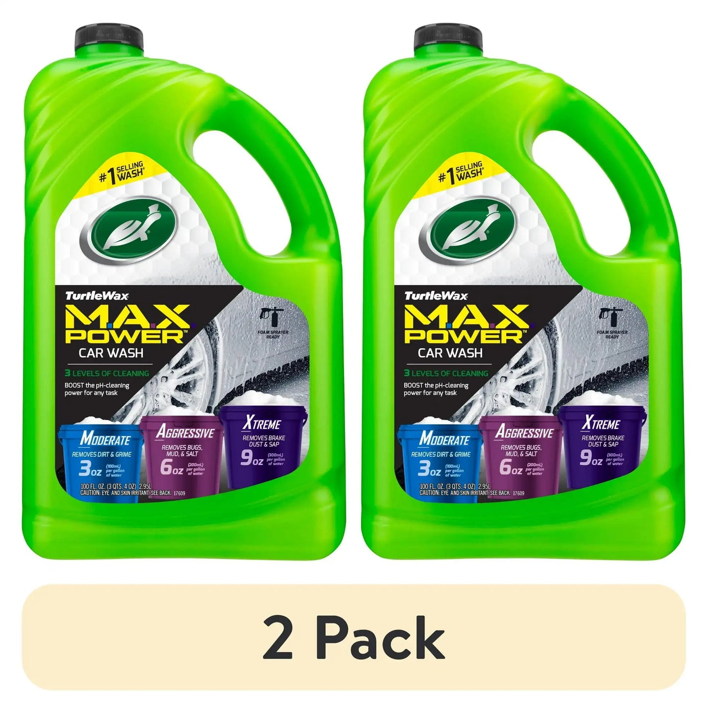(2 pack) Turtle Wax 50597 Max-Power 3 Levels of Cleaning Car Wash, 100 oz