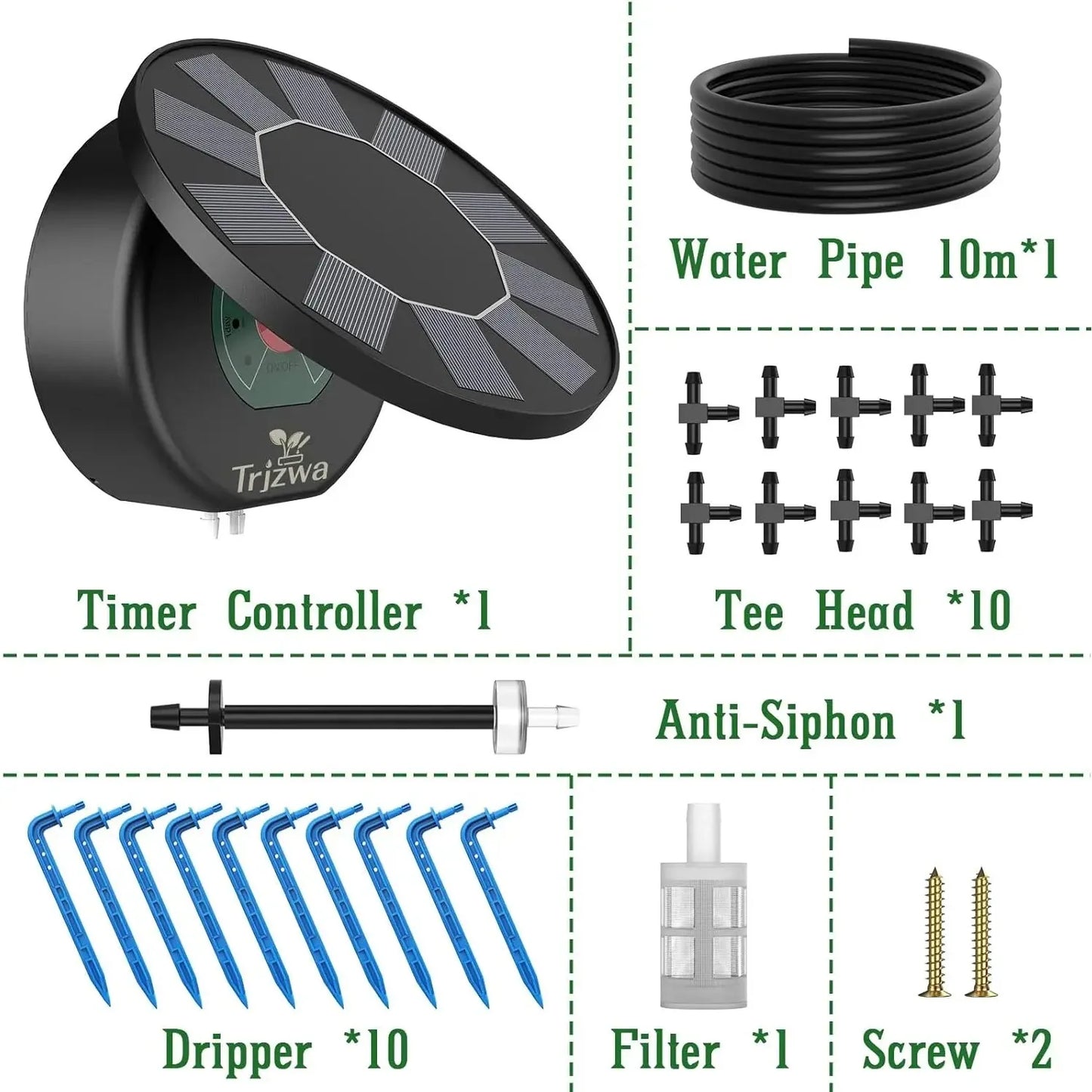 Solar Automatic Drip Irrigation System Kit, Auto Watering Kit for DIY Garden Watering System with 9 Timing Modes Outdoor Garden