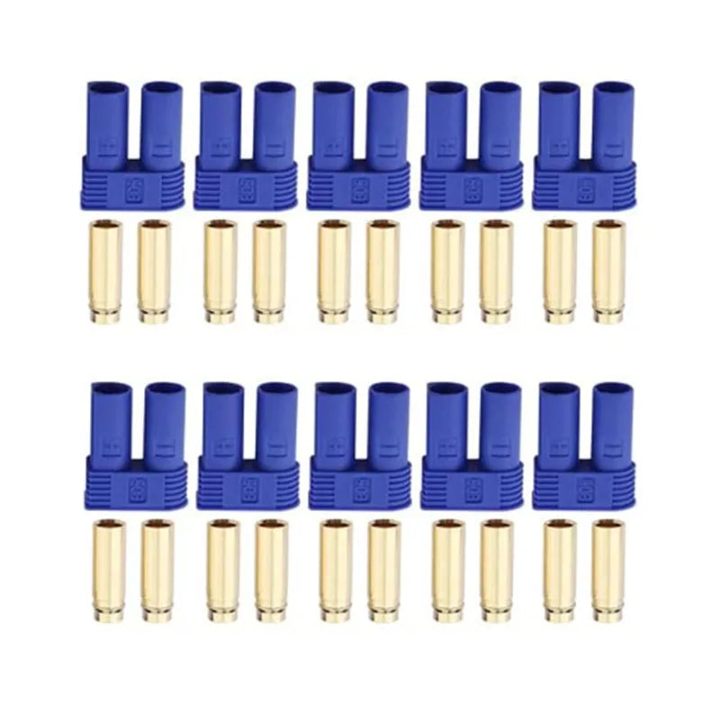 10 Pairs EC5 Banana Plug Connectors Female Male 5.0mm Gold Bullet Connector for RC ESC LIPO Battery Device Electric Motor
