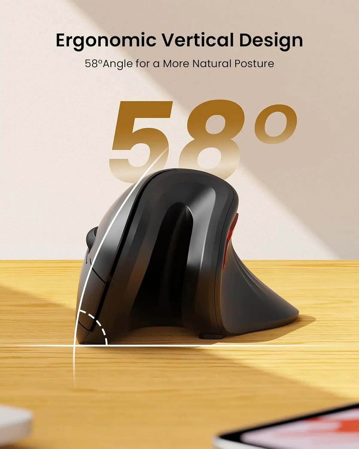 SEENDA Ergonomic Mouse with Jiggler Wireless Dual Mode Vertical Mouse for Computer PC Laptop Mac Windows Reduces Wrist Strain